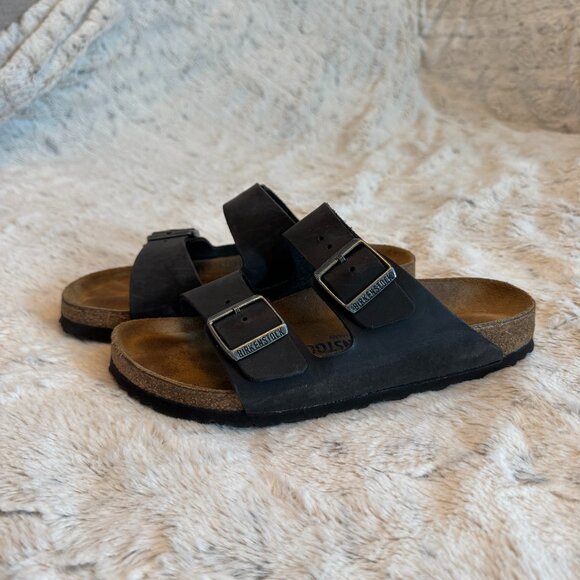 Black Birkenstocks Two Strap Size 39 - Picture 1 of 4